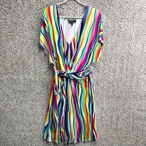Eloquii Dress Women’s 18 Multicolored Striped Wrap Around Plus Size